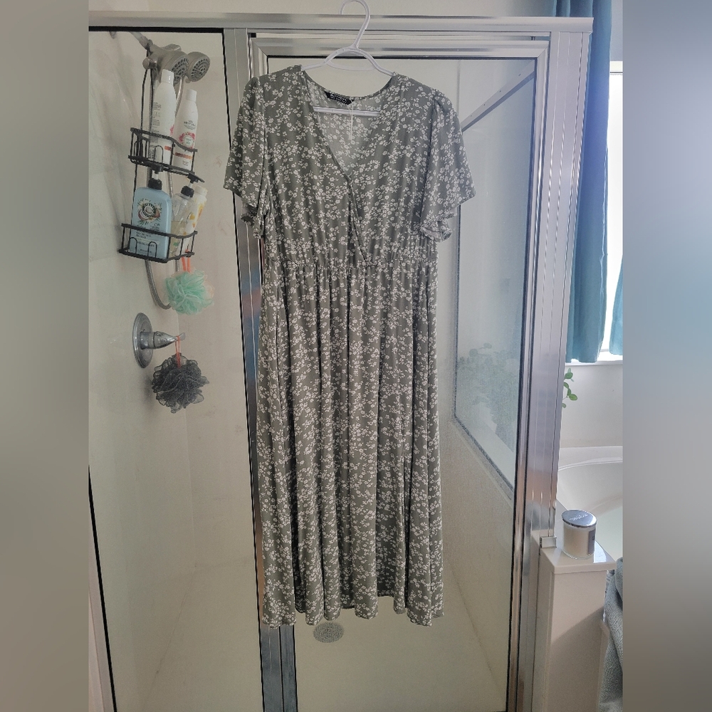 Green floral dress